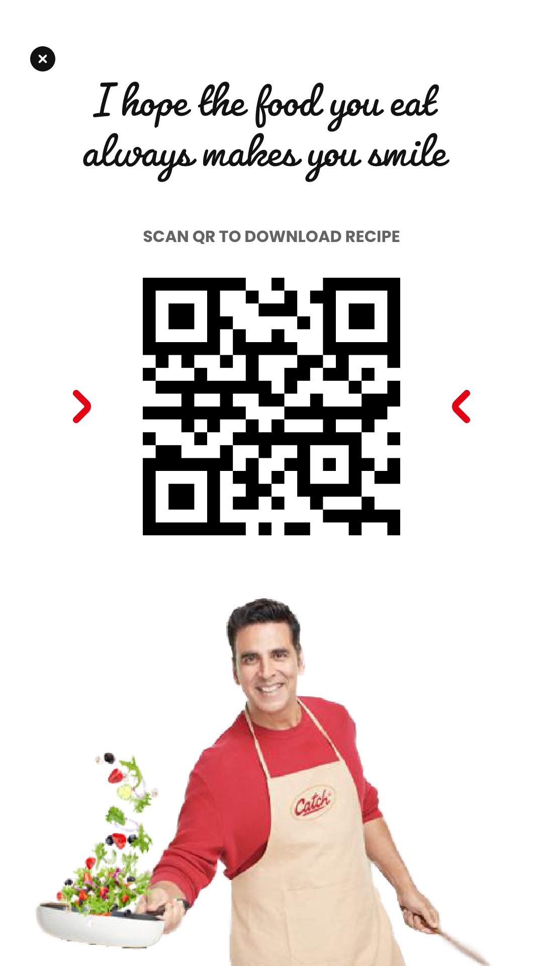 Scan QR to download recipe screen