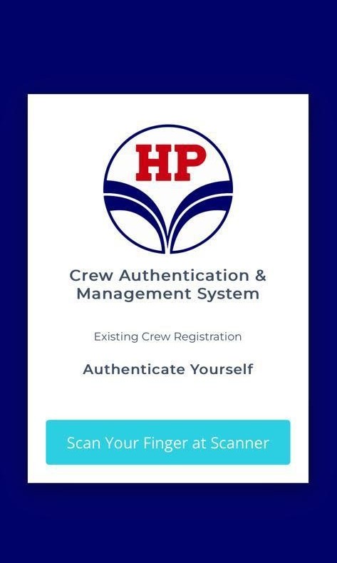HPCL crew authentication by fingerprint scan