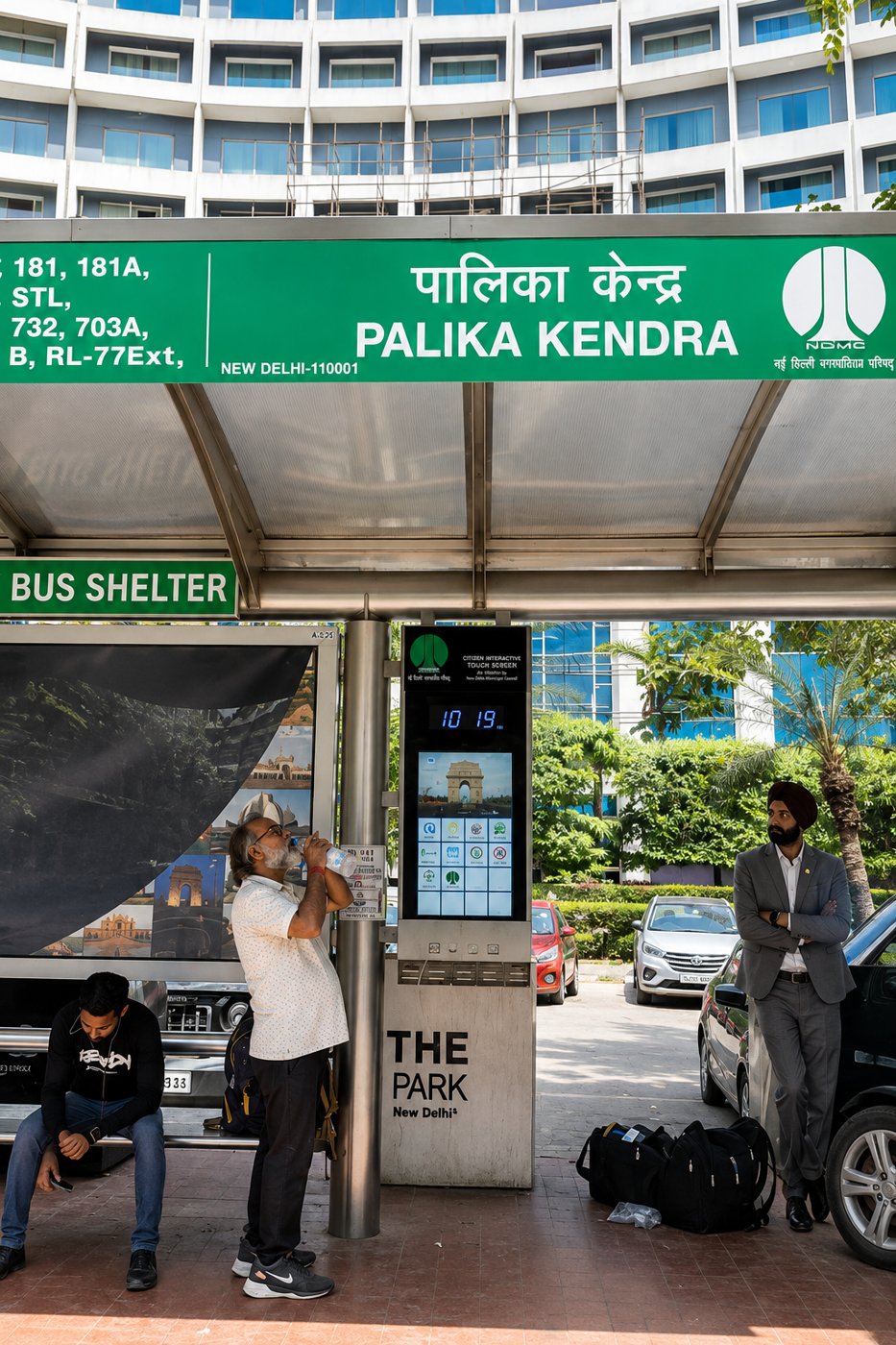 JCDecaux NDMC bus shelter kiosk at Palika Kendra